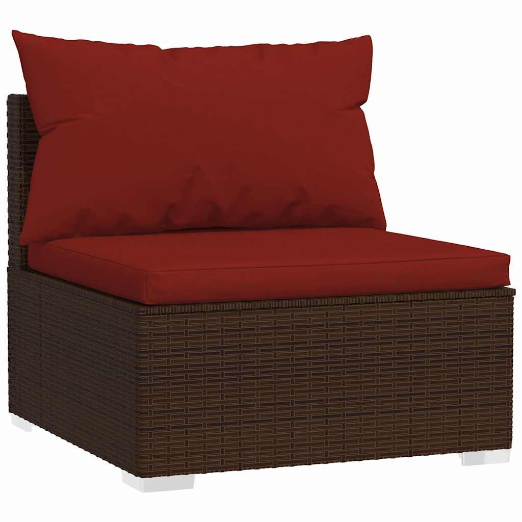 Set muebles de jardín 8 piezas y cojines ratán sintético