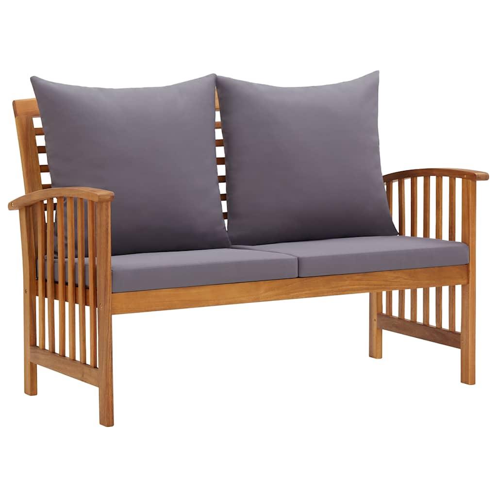 Banco de jardín cojines blanco crema madera maciza de acacia