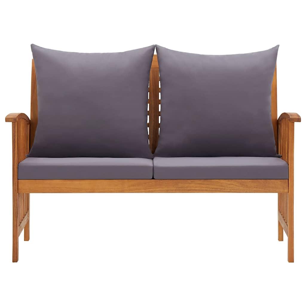 Banco de jardín cojines blanco crema madera maciza de acacia