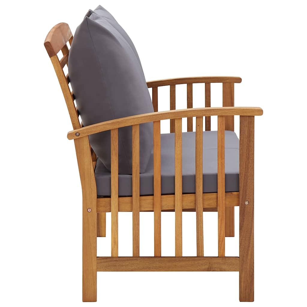 Banco de jardín cojines blanco crema madera maciza de acacia