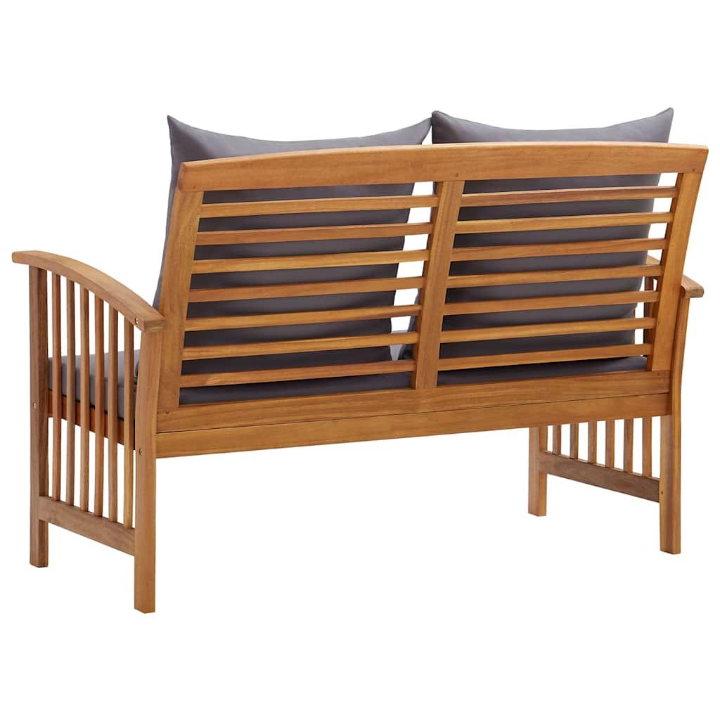 Banco de jardín cojines blanco crema madera maciza de acacia
