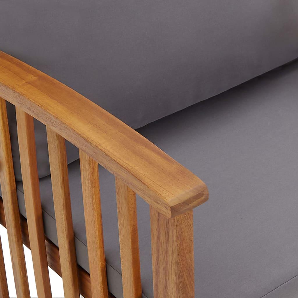 Banco de jardín cojines blanco crema madera maciza de acacia