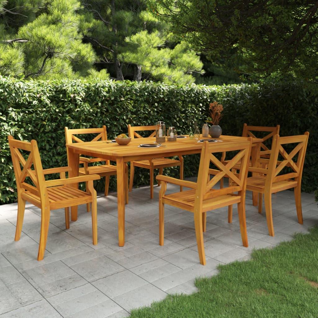 Mesa de jardín madera maciza acacia negro y marrón 123x60x74 cm