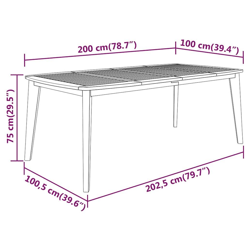 Mesa de jardín madera maciza acacia negro y marrón 123x60x74 cm