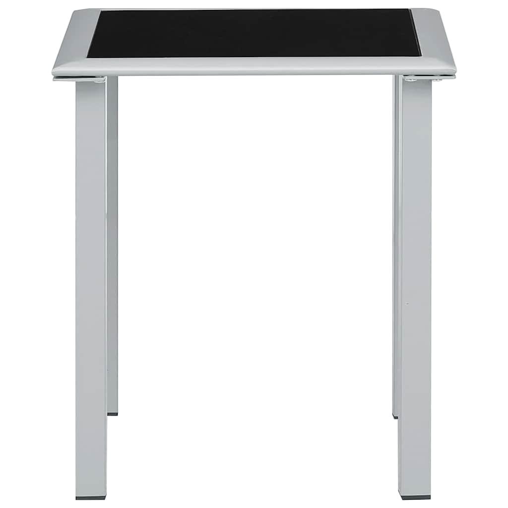 Mesa de jardín acero y vidrio negro y plateado 41x41x45 cm