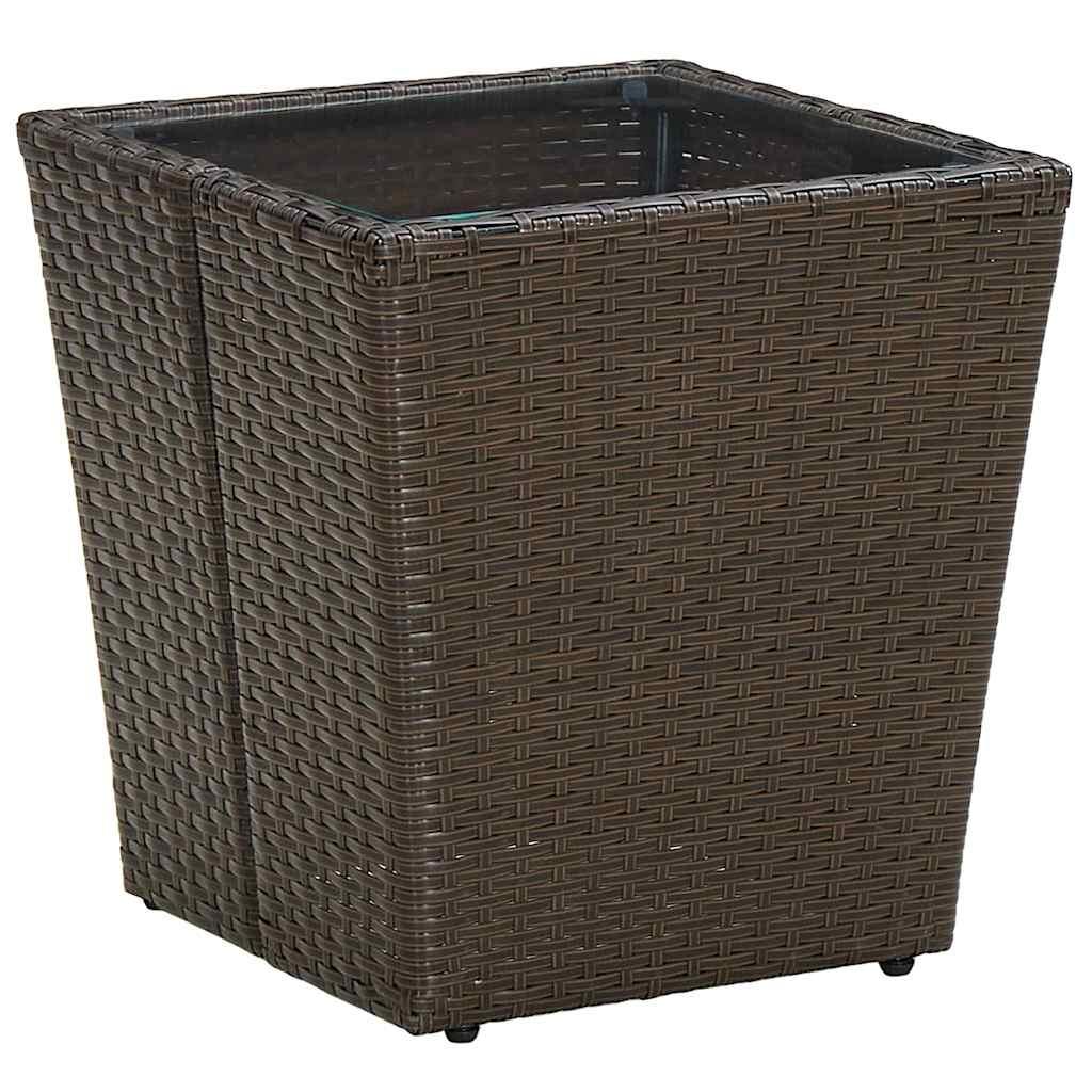 Mesa de centro de ratán PE vidrio templado beige 41,5x41,5x44cm