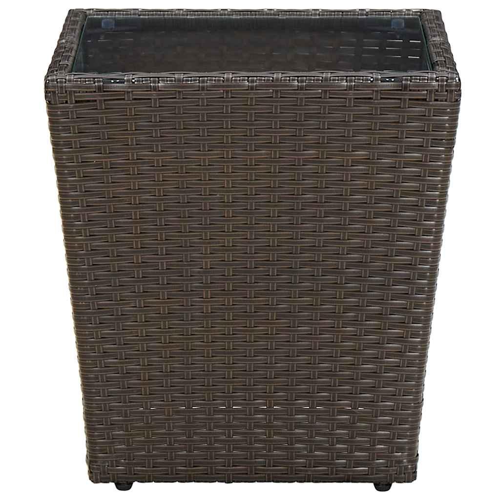 Mesa de centro de ratán PE vidrio templado beige 41,5x41,5x44cm