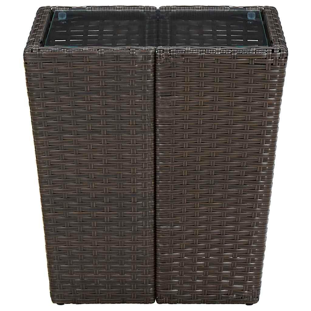 Mesa de centro de ratán PE vidrio templado beige 41,5x41,5x44cm