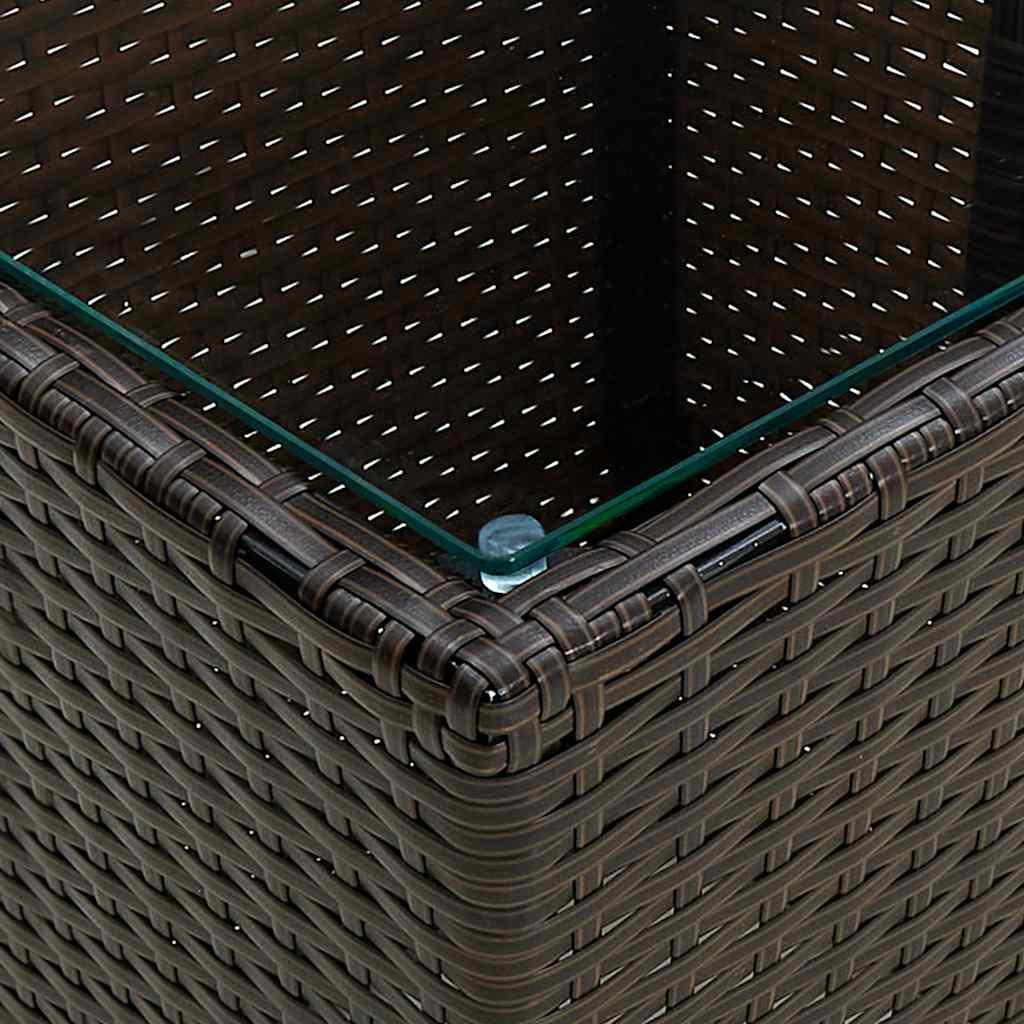 Mesa de centro de ratán PE vidrio templado beige 41,5x41,5x44cm