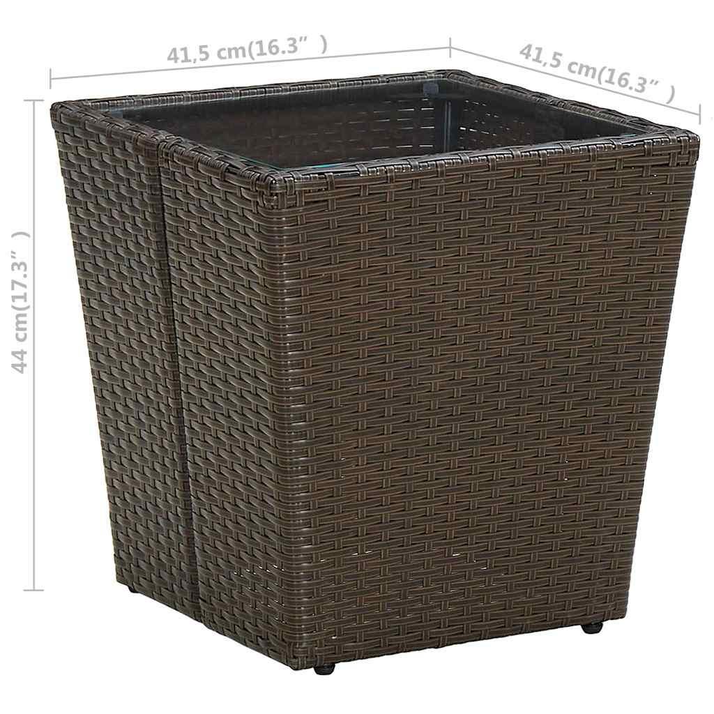 Mesa de centro de ratán PE vidrio templado beige 41,5x41,5x44cm