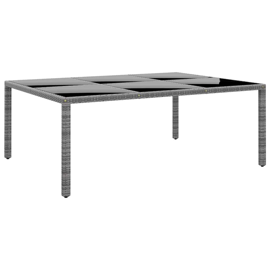 Mesa jardín vidrio templado ratán sintético 150x90x75 cm marrón