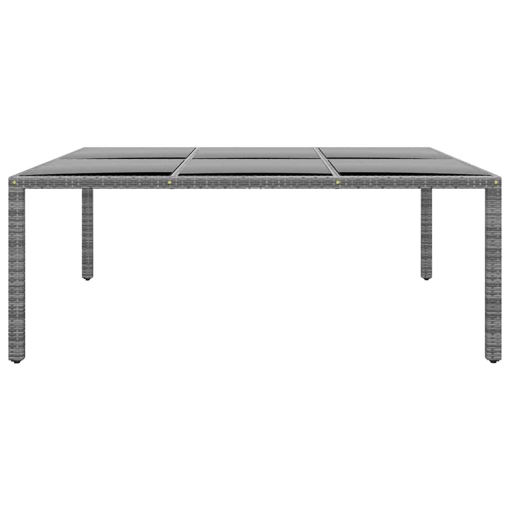 Mesa jardín vidrio templado ratán sintético 150x90x75 cm marrón