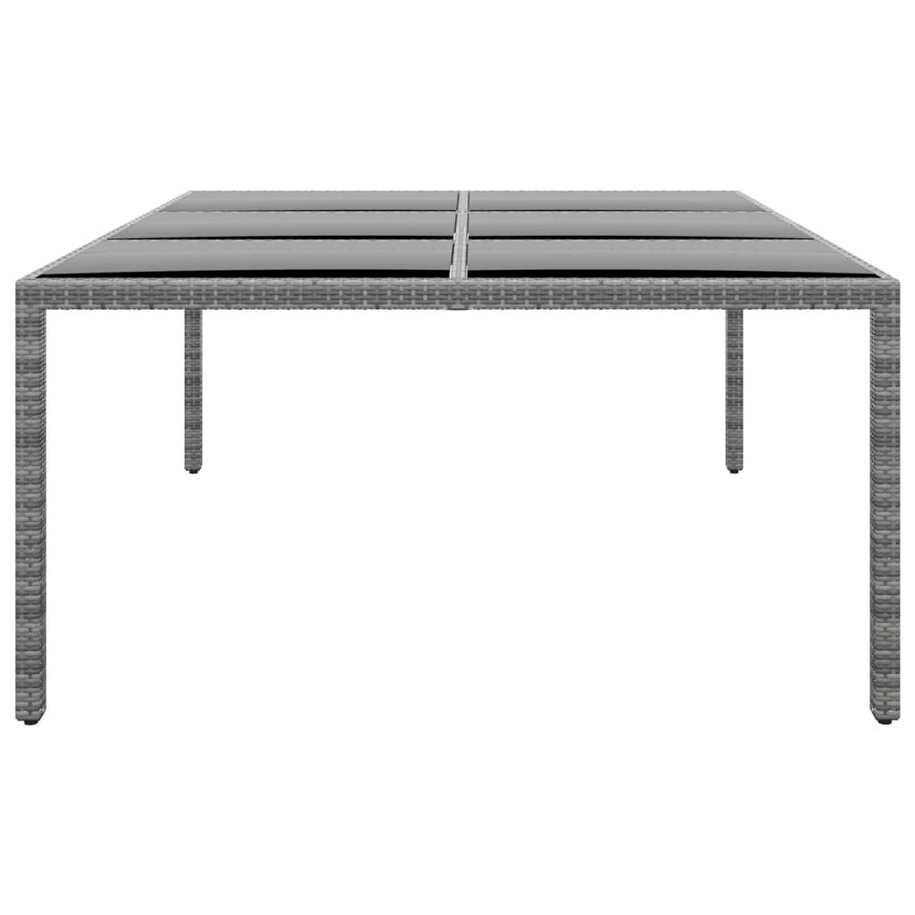 Mesa jardín vidrio templado ratán sintético 150x90x75 cm marrón