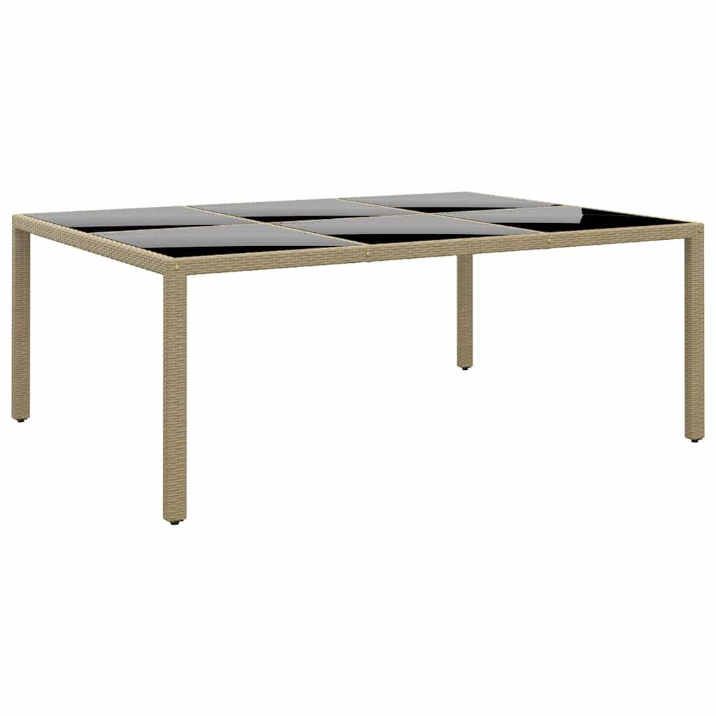 Mesa jardín vidrio templado ratán sintético 150x90x75 cm marrón