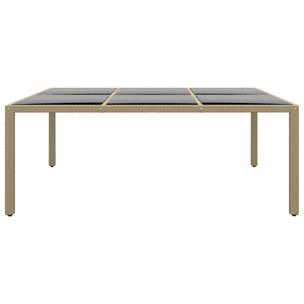 Mesa jardín vidrio templado ratán sintético 150x90x75 cm marrón