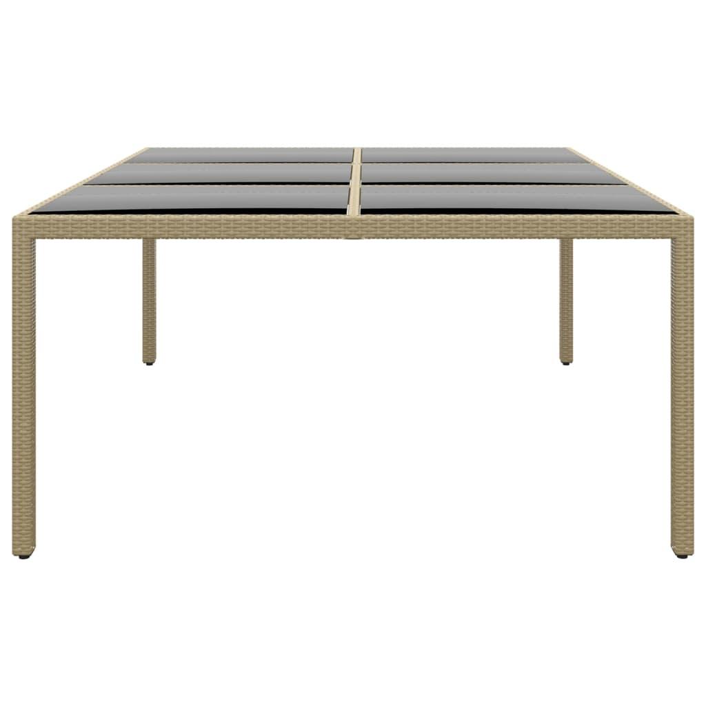 Mesa jardín vidrio templado ratán sintético 150x90x75 cm marrón