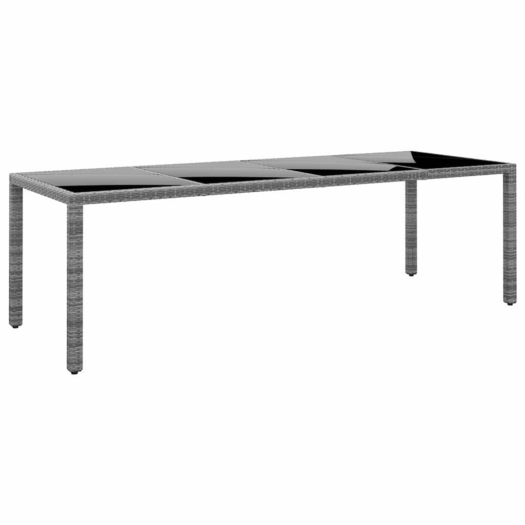 Mesa jardín vidrio templado ratán sintético 150x90x75 cm marrón