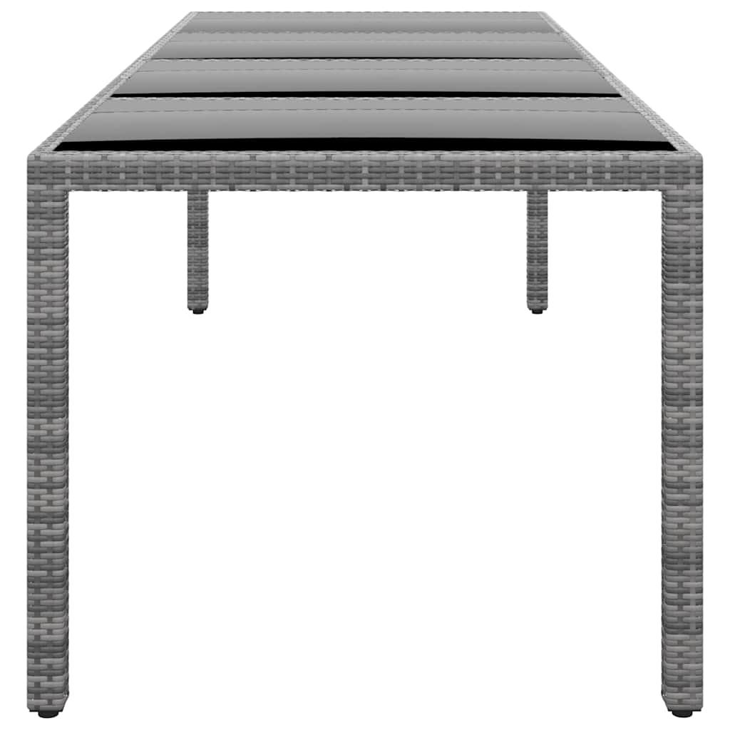 Mesa jardín vidrio templado ratán sintético 150x90x75 cm marrón