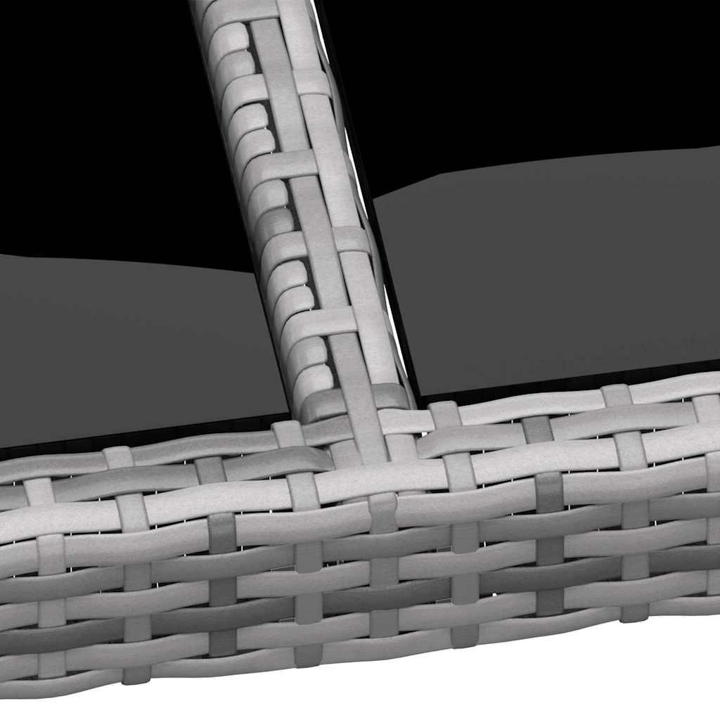 Mesa jardín vidrio templado ratán sintético 150x90x75 cm marrón
