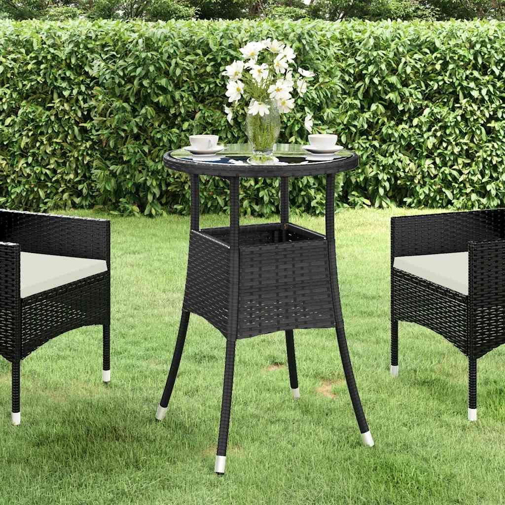 Mesa jardín vidrio templado ratán sintético 150x90x75 cm marrón