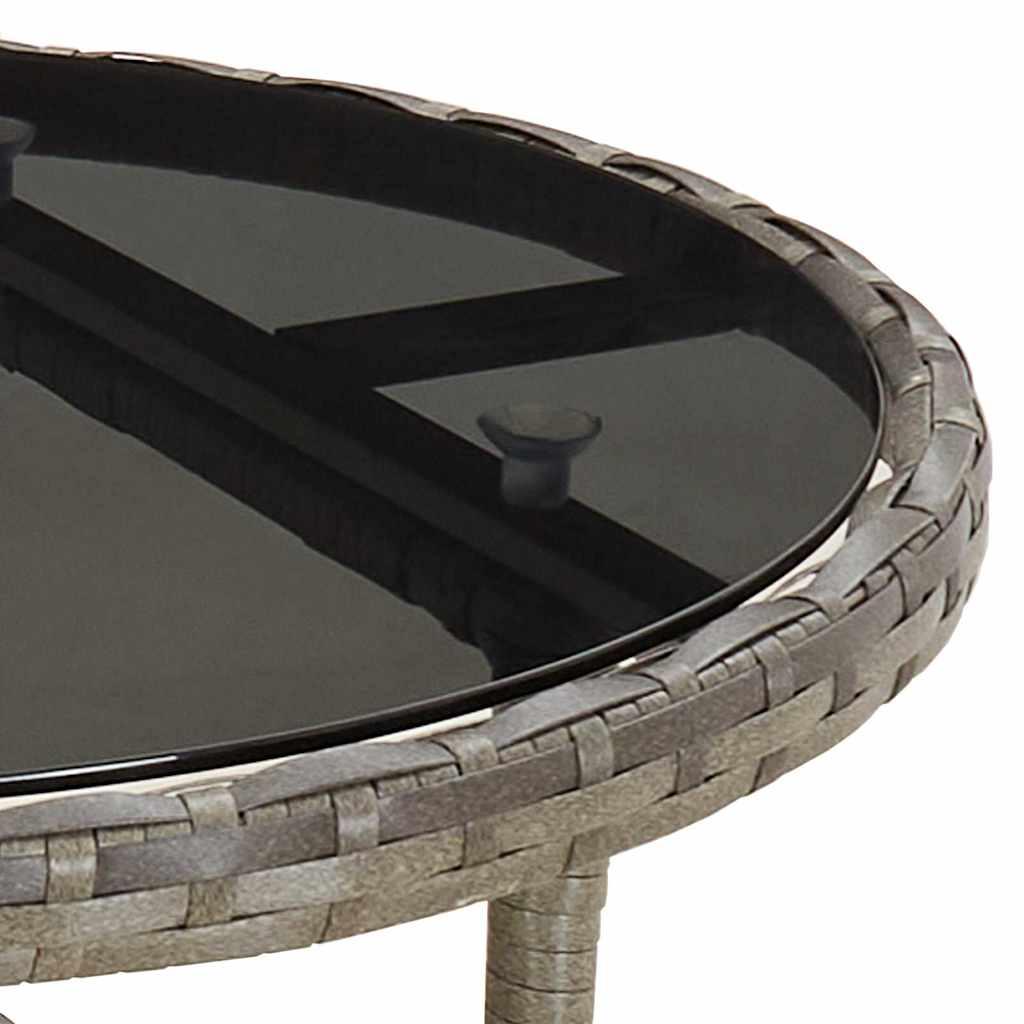 Mesa jardín vidrio templado ratán sintético beige 200x150x75 cm