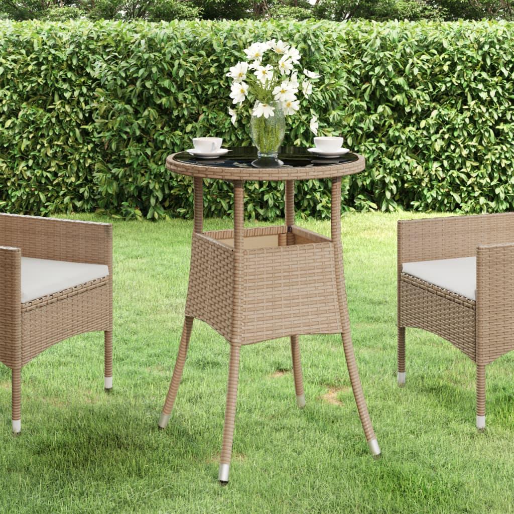 Mesa jardín vidrio templado ratán sintético 150x90x75 cm marrón
