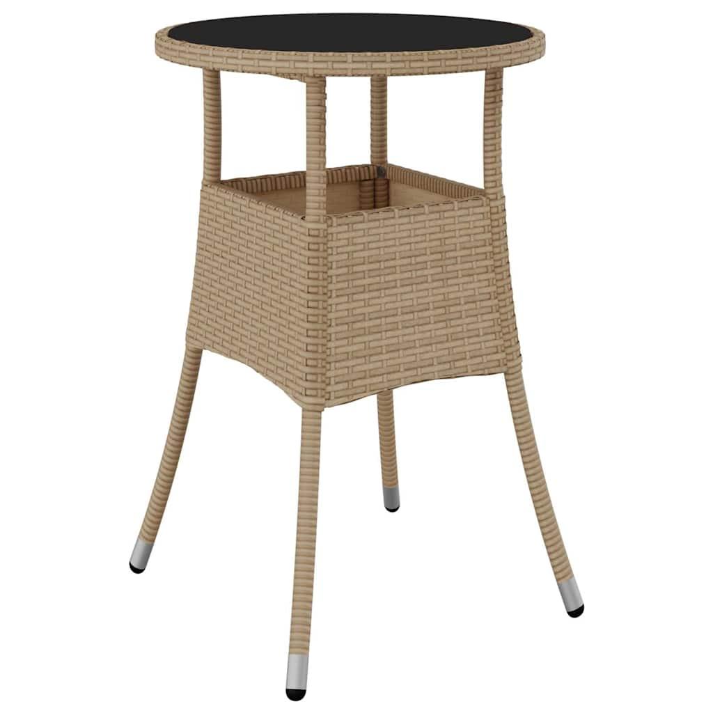 Mesa jardín vidrio templado ratán sintético 150x90x75 cm marrón