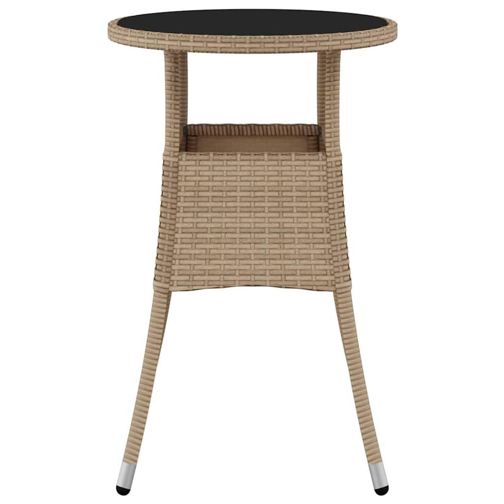 Mesa jardín vidrio templado ratán sintético 150x90x75 cm marrón