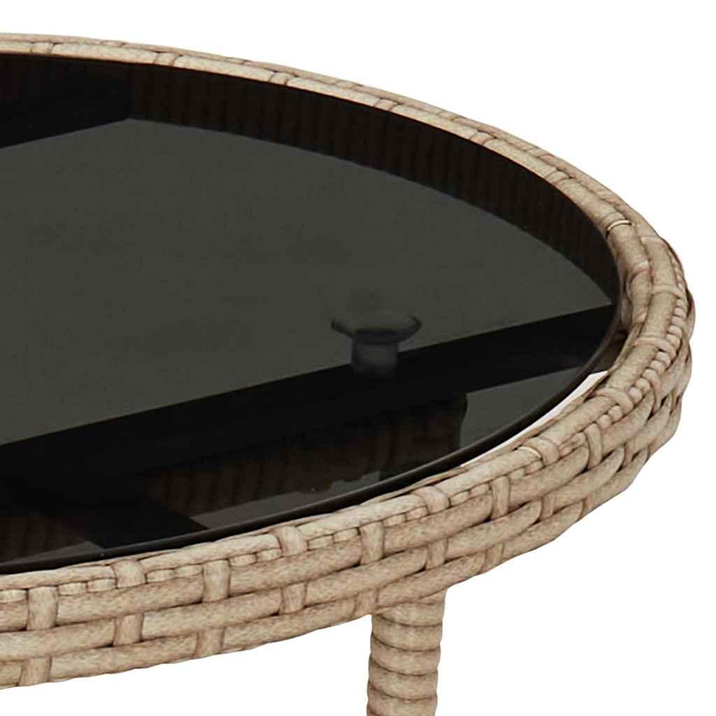 Mesa jardín vidrio templado ratán sintético 150x90x75 cm marrón