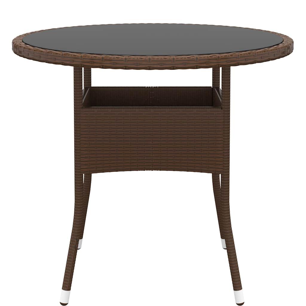 Mesa jardín vidrio templado ratán sintético 150x90x75 cm marrón