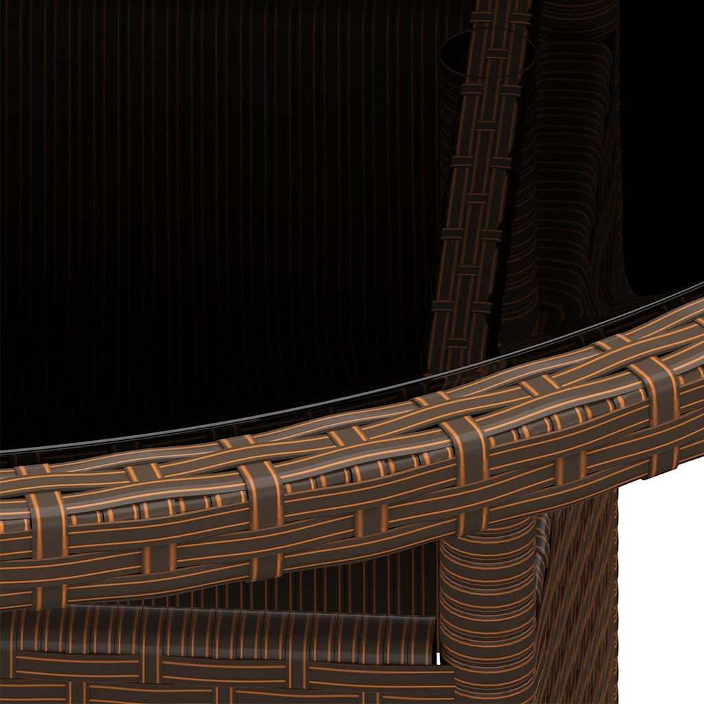 Mesa jardín vidrio templado ratán sintético 150x90x75 cm marrón