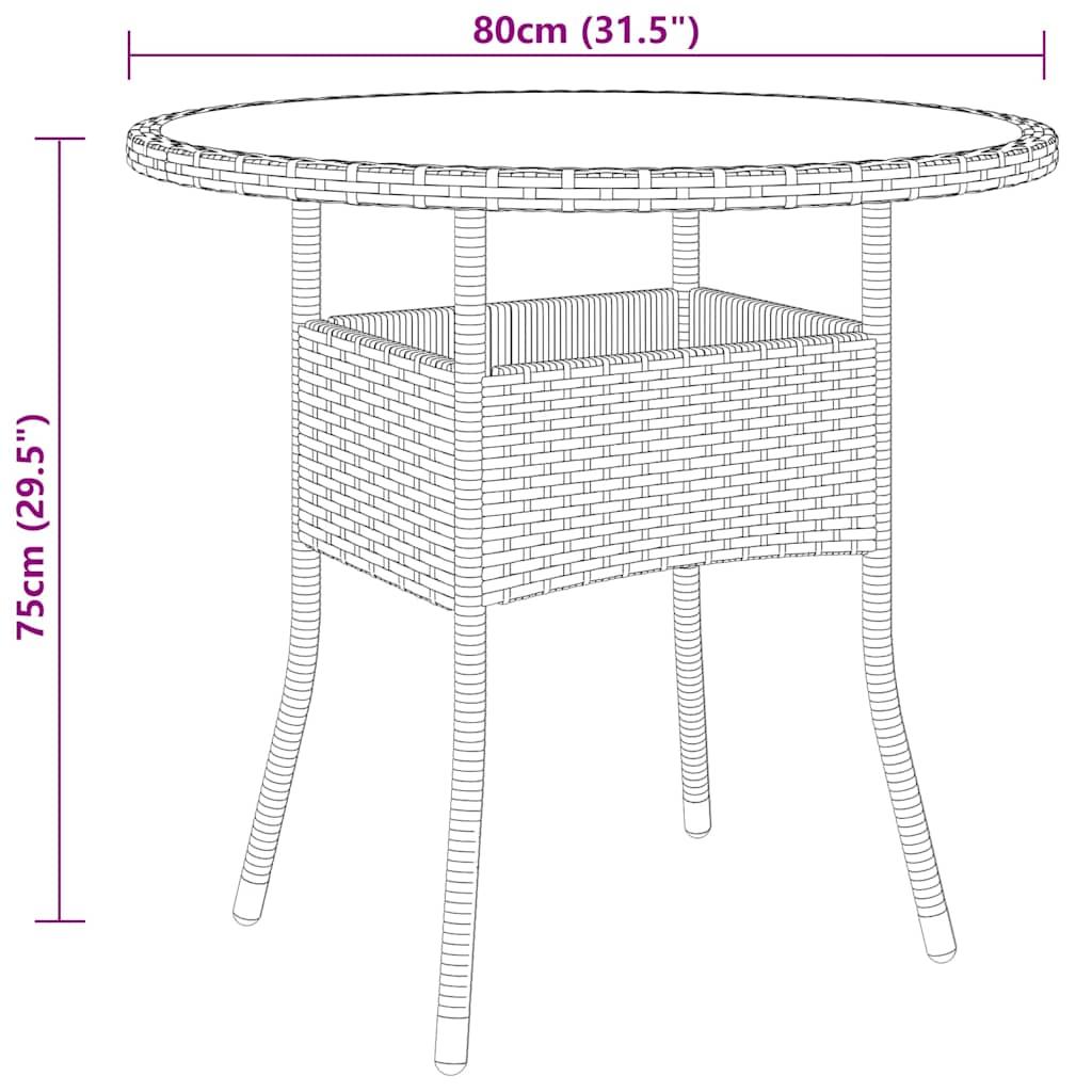 Mesa jardín vidrio templado ratán sintético 150x90x75 cm marrón