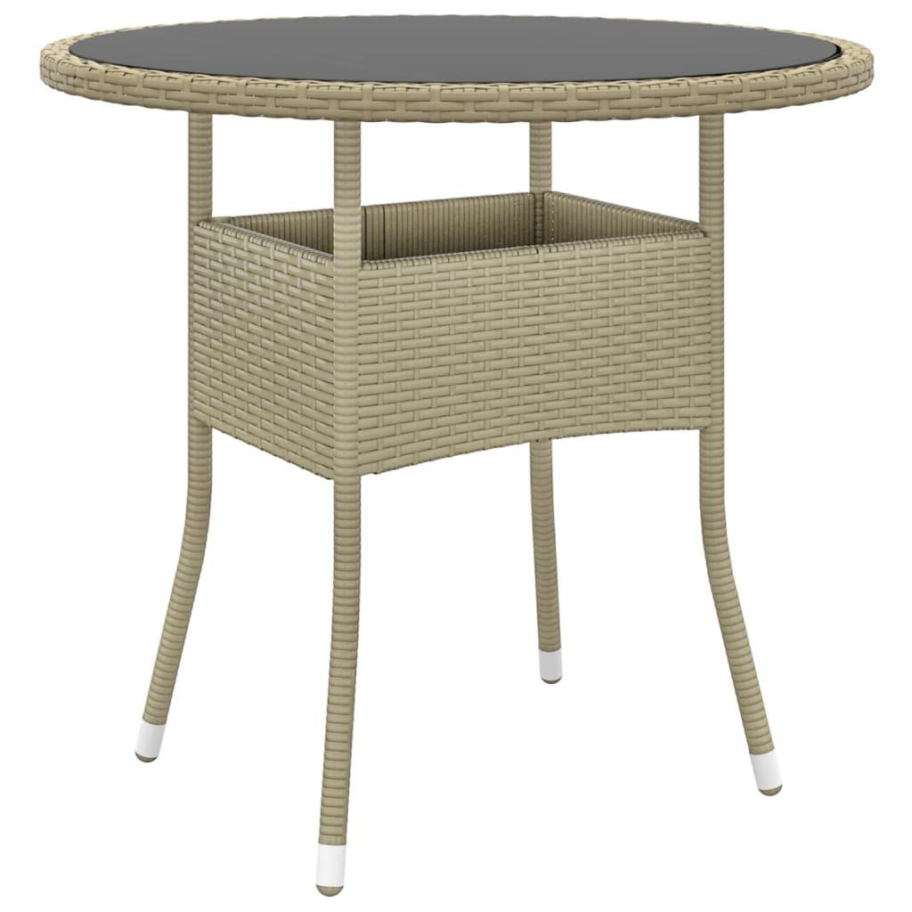Mesa jardín vidrio templado ratán sintético 150x90x75 cm marrón