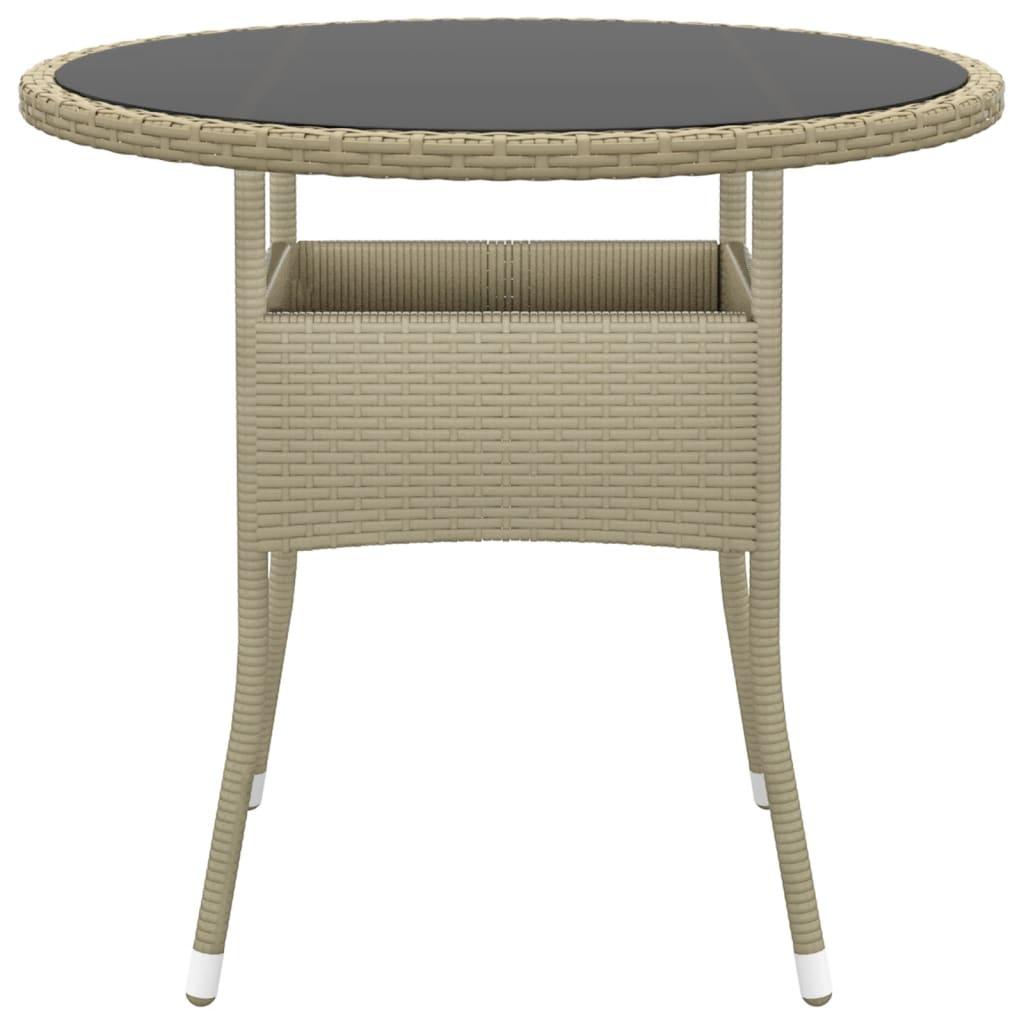 Mesa jardín vidrio templado ratán sintético 150x90x75 cm marrón