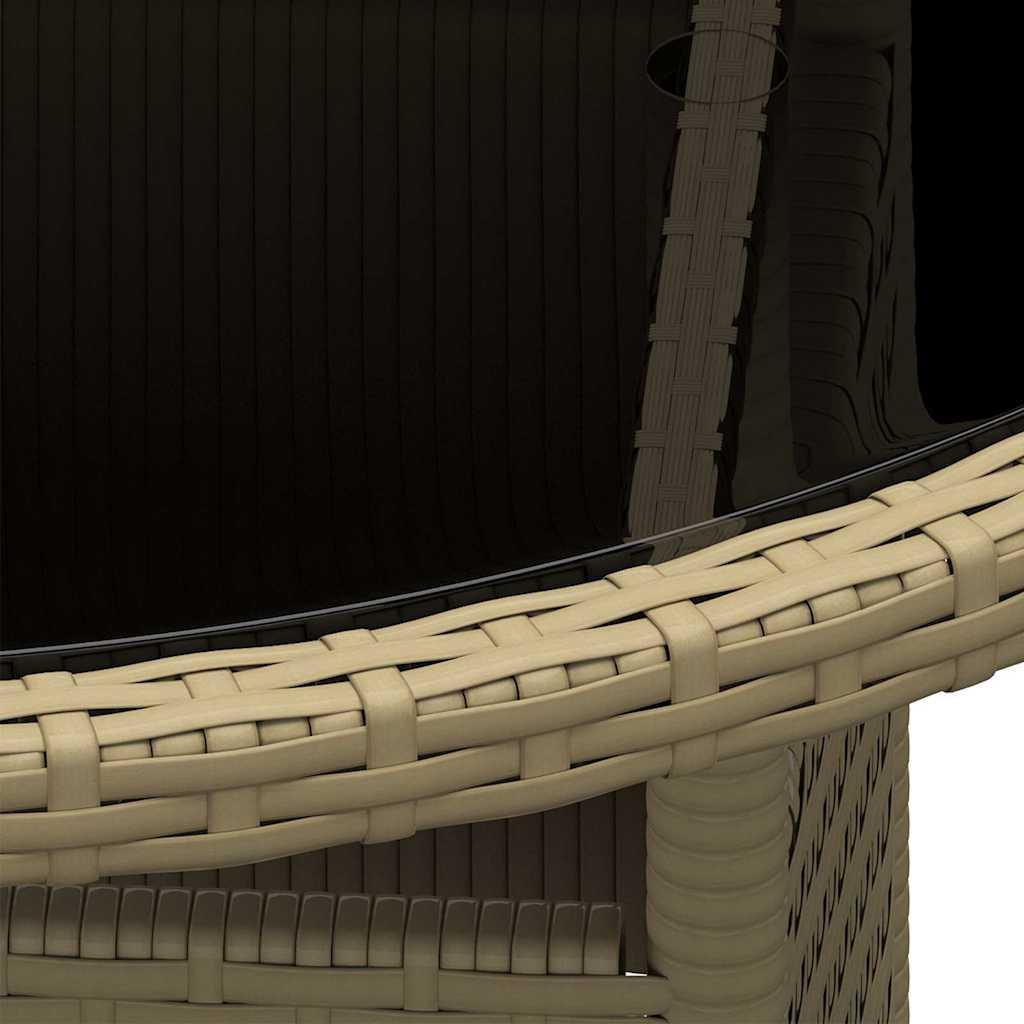 Mesa jardín vidrio templado ratán sintético 150x90x75 cm marrón