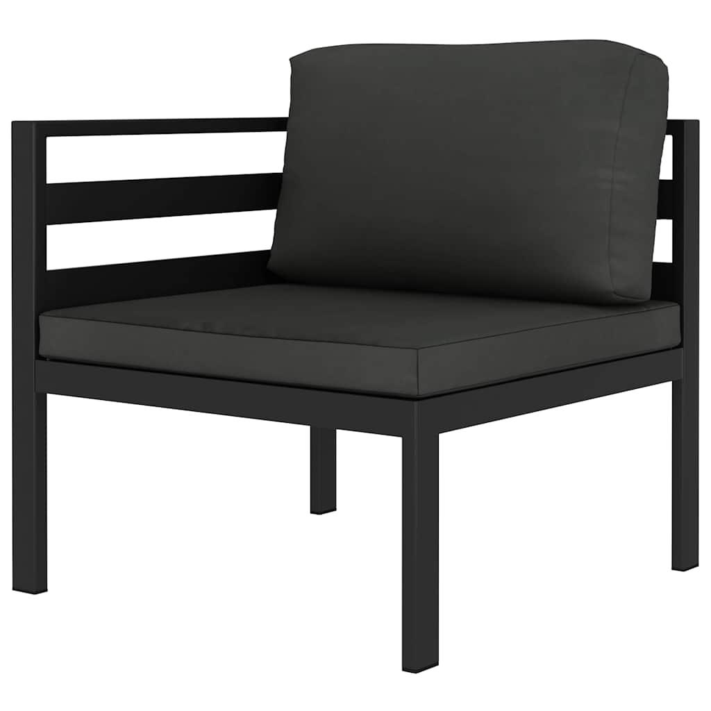 Set muebles de jardín 9 pzas y cojines aluminio gris antracita