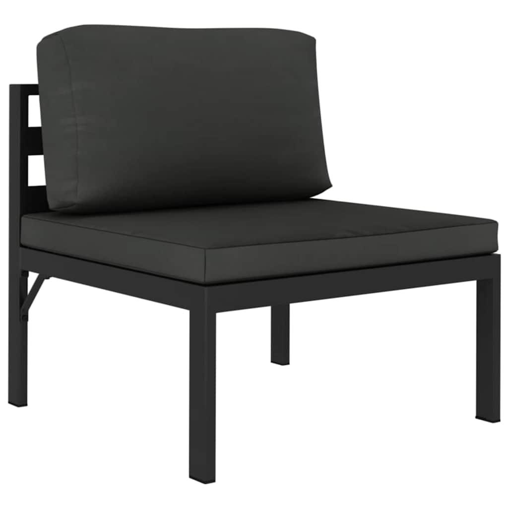 Set muebles de jardín 9 pzas y cojines aluminio gris antracita