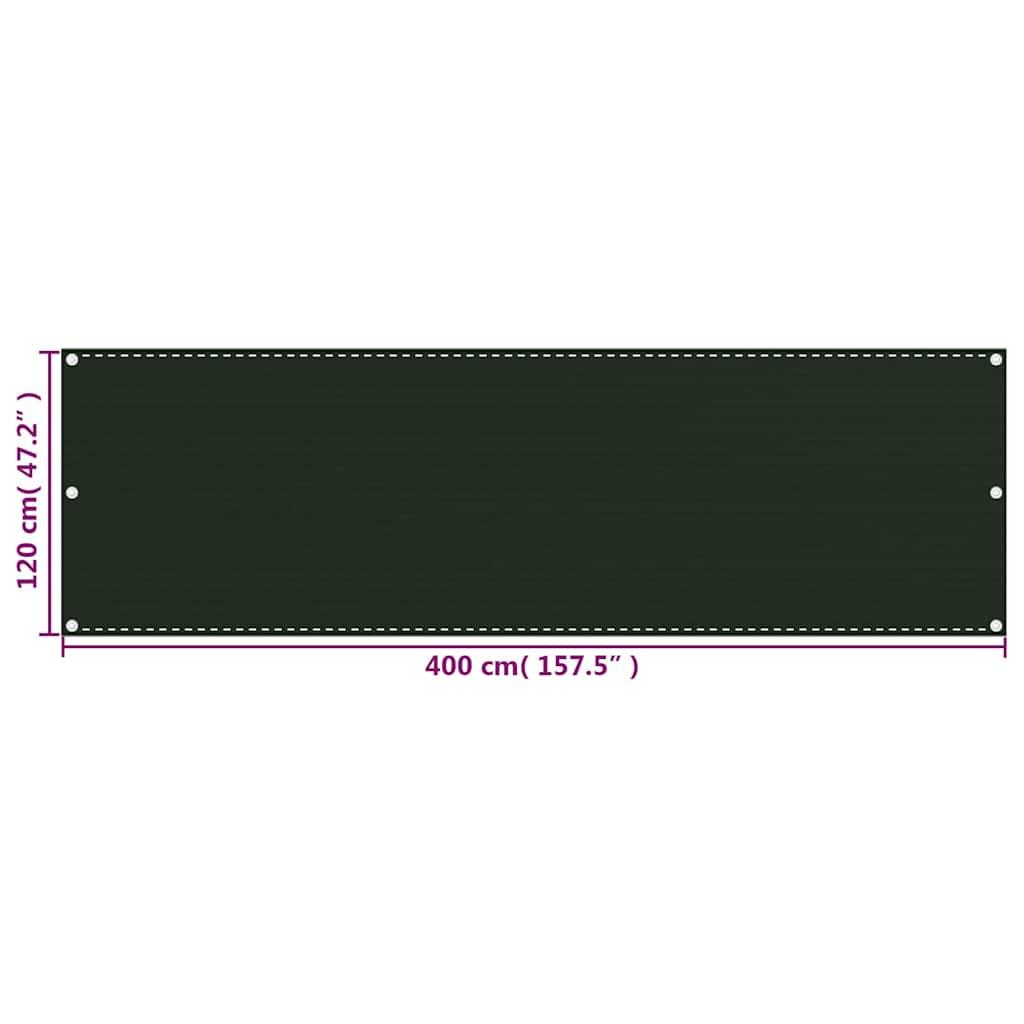 Toldo para balcón HDPE 120x400 cm