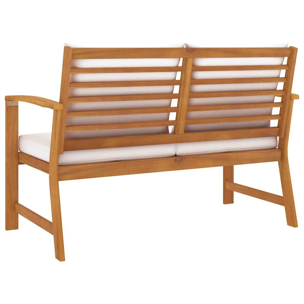 Banco de jardín 120 cm cojines gris oscuro madera acacia maciza
