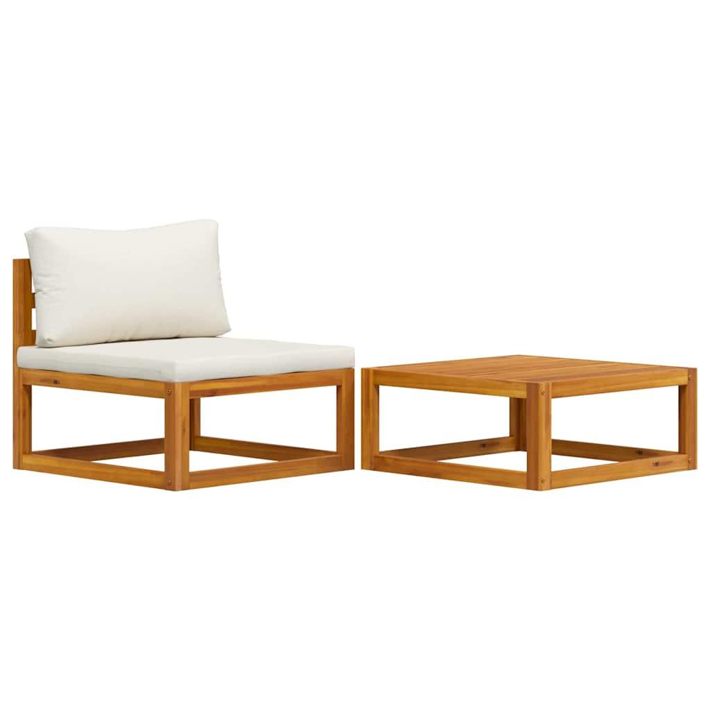 Set de sofá de jardín 2 pzas con cojín madera maciza de acacia