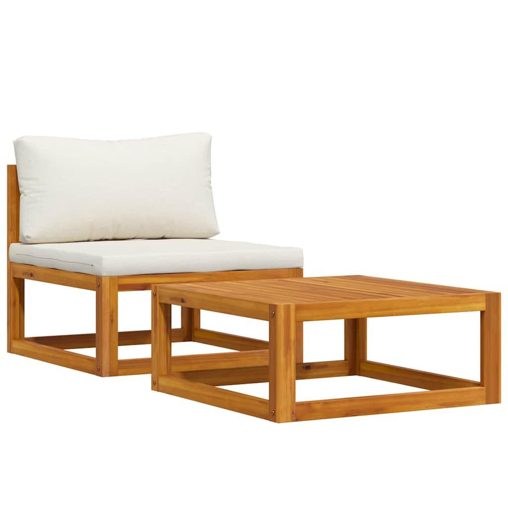 Set de sofá de jardín 2 pzas con cojín madera maciza de acacia