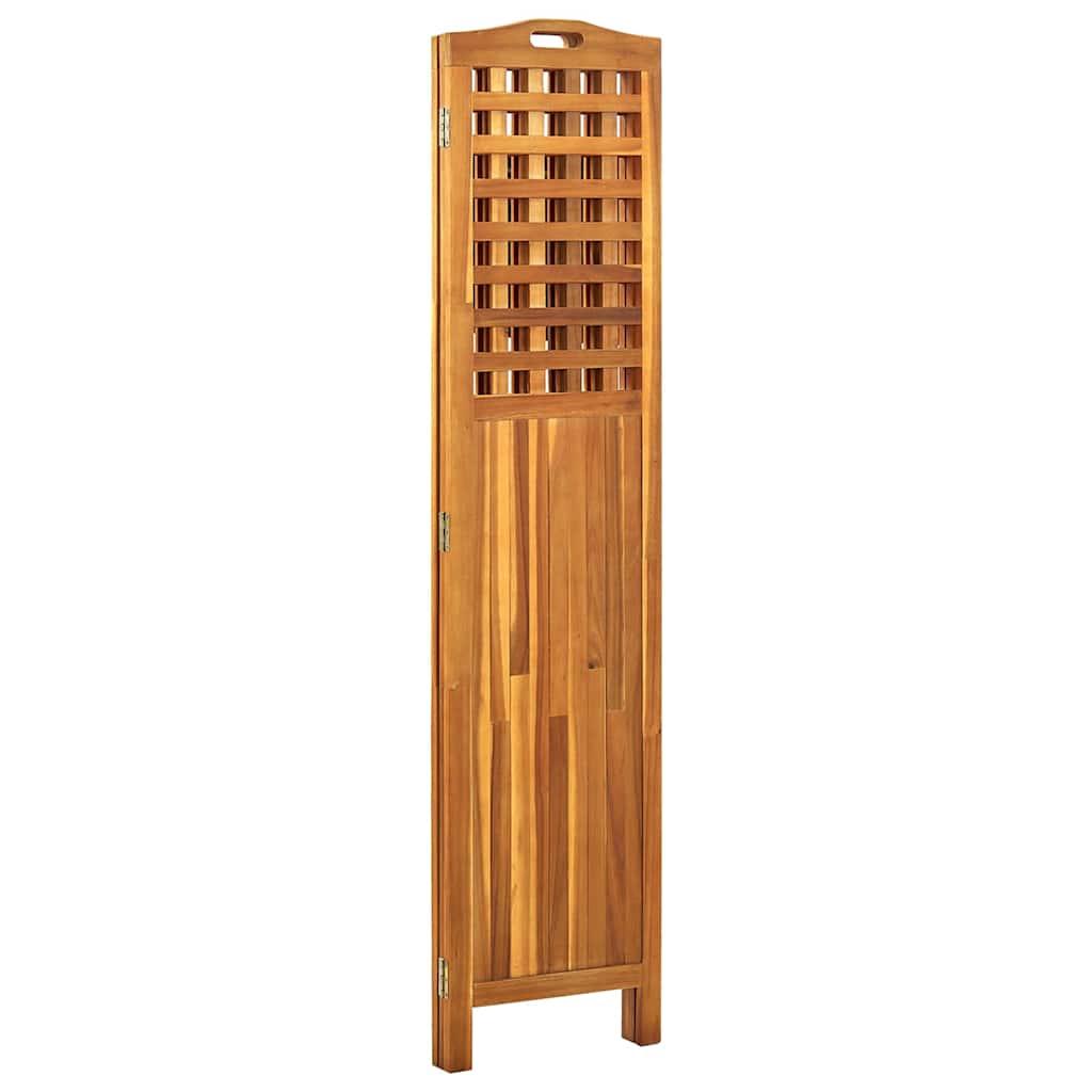 Biombo de 3 paneles de madera maciza de acacia 121,5x2x180 cm