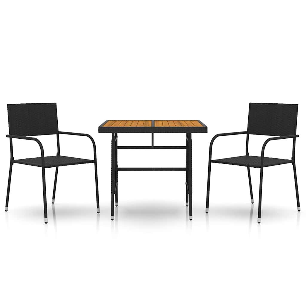 Juego de comedor de jardín 3 pzas ratán sintético negro