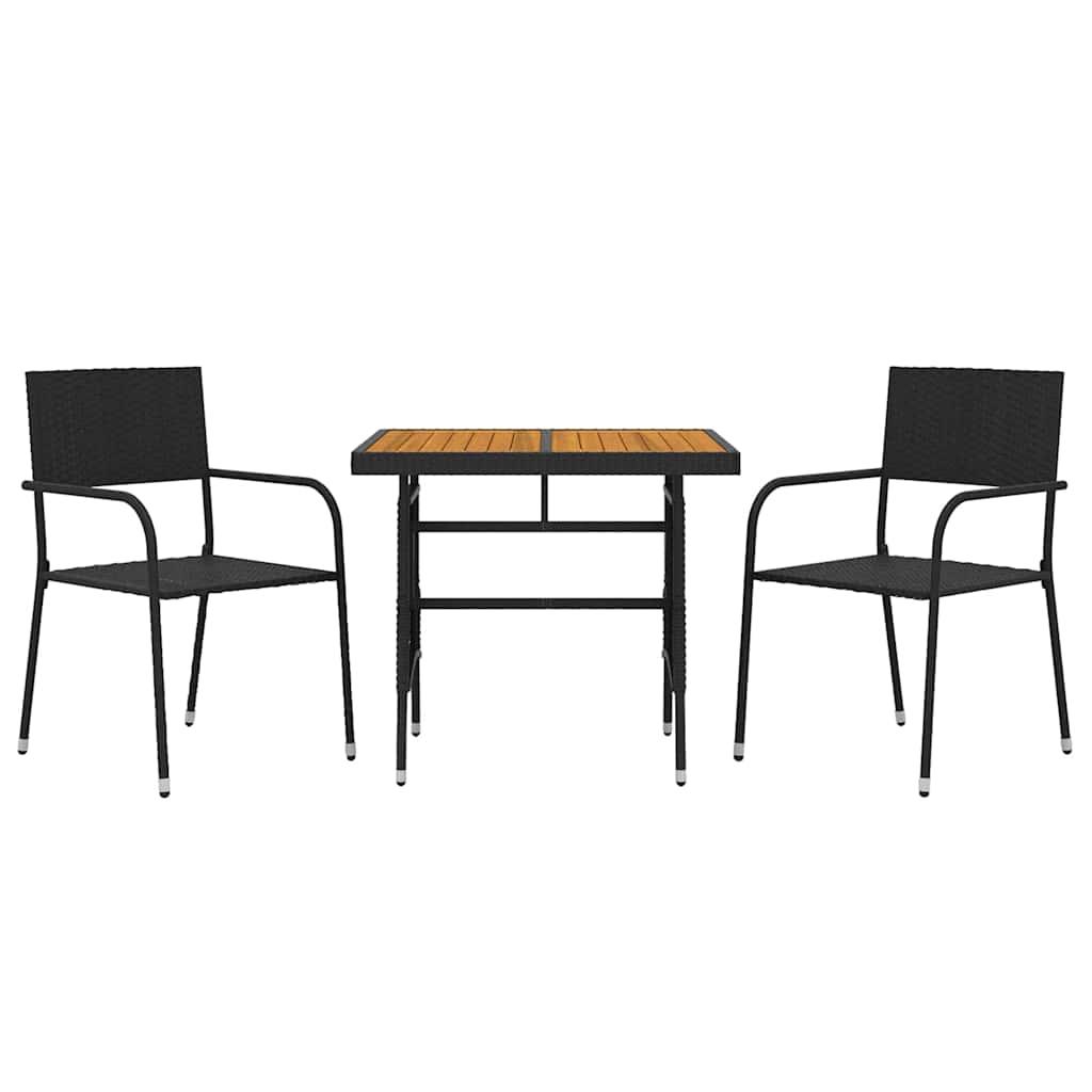 Juego de comedor de jardín 3 pzas ratán sintético negro