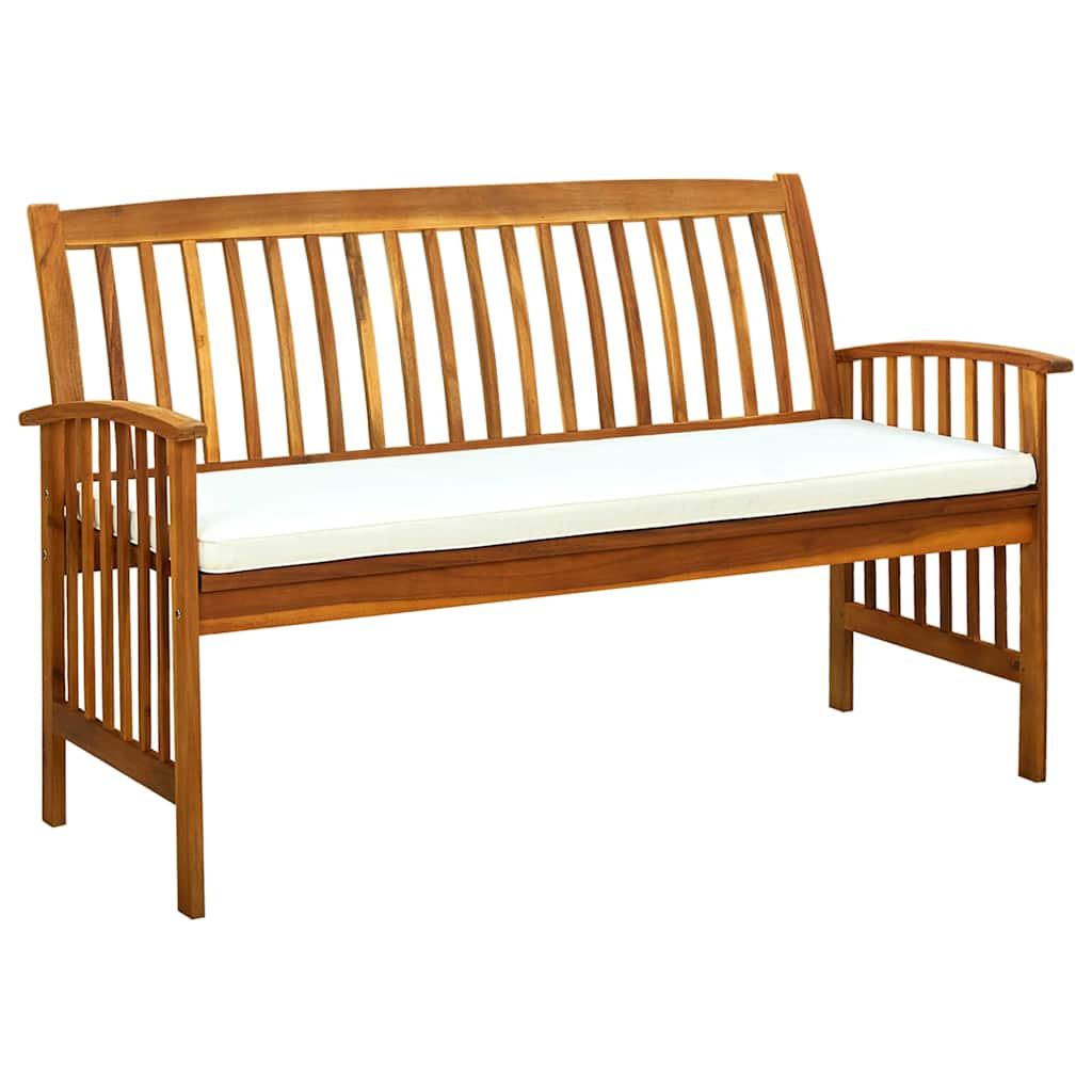 Banco de jardín con cojín madera maciza de acacia 120 cm
