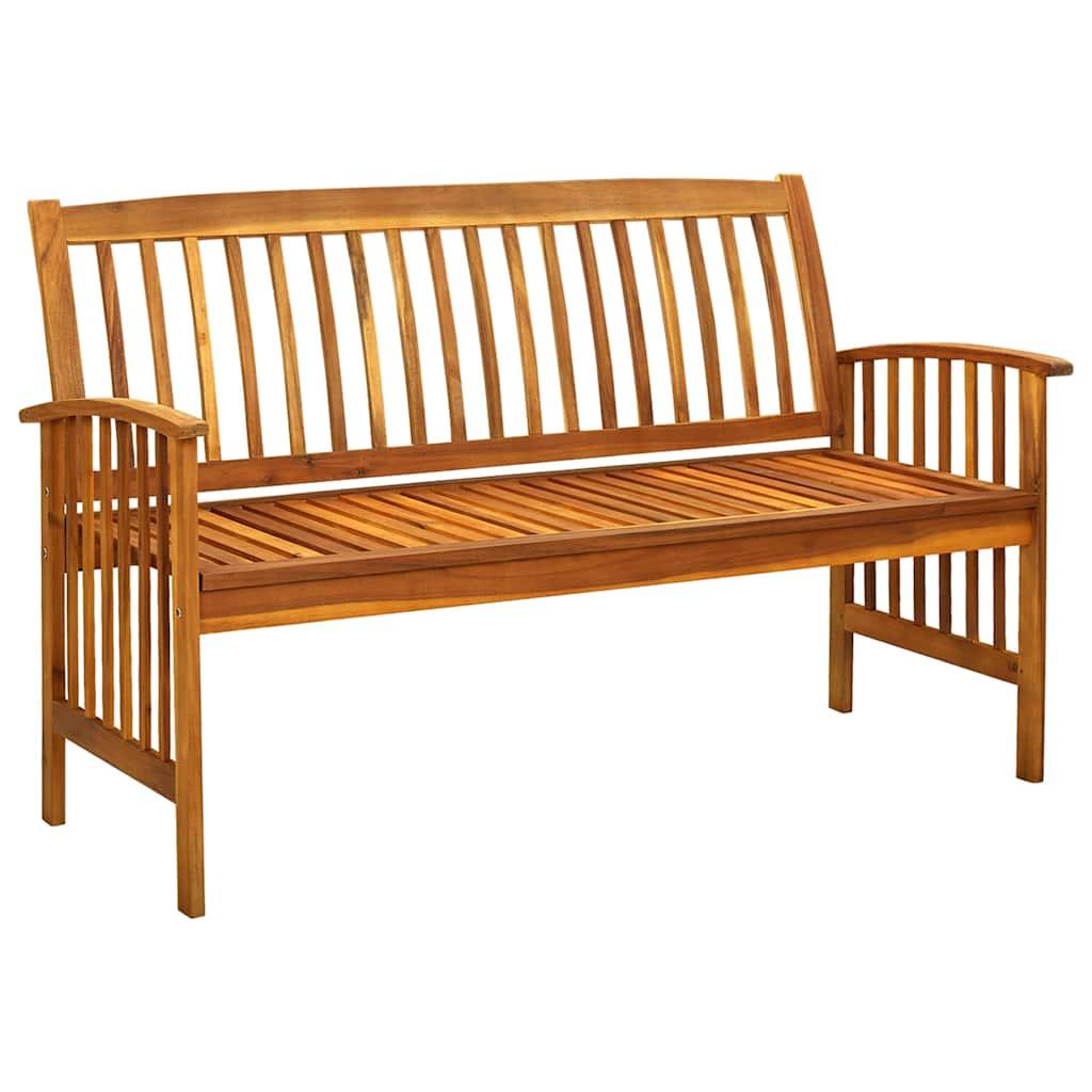 Banco de jardín con cojín madera maciza de acacia 120 cm