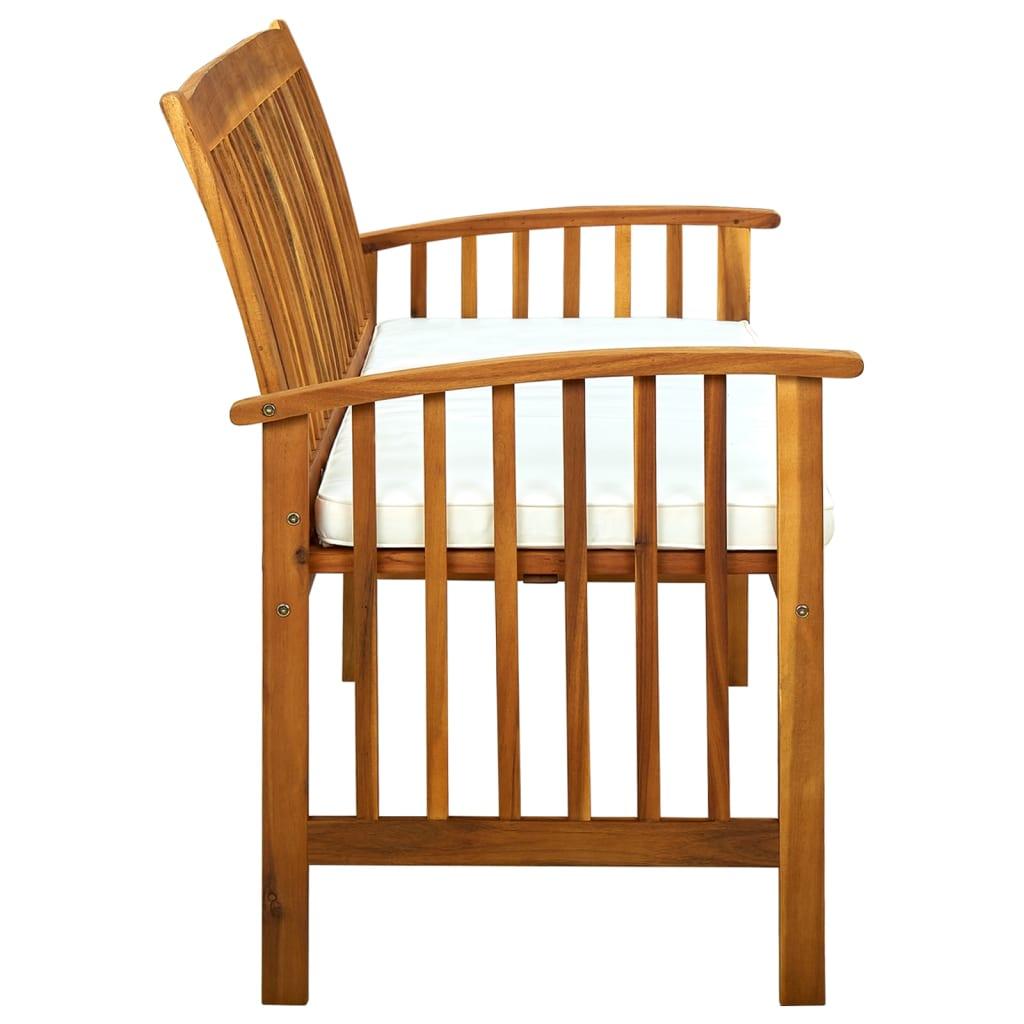 Banco de jardín con cojín madera maciza de acacia 120 cm