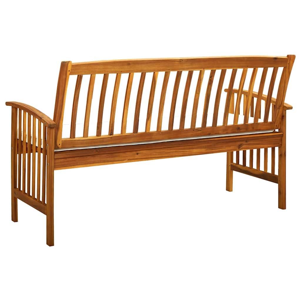 Banco de jardín con cojín madera maciza de acacia 120 cm