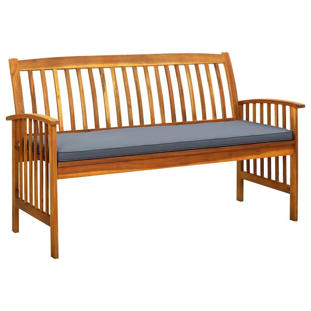 Banco de jardín con cojín madera maciza de acacia 120 cm