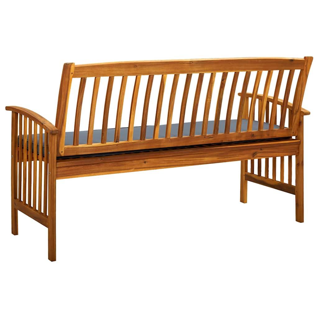 Banco de jardín con cojín madera maciza de acacia 120 cm